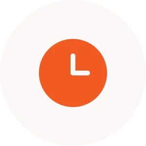 Orange clock icon with white background