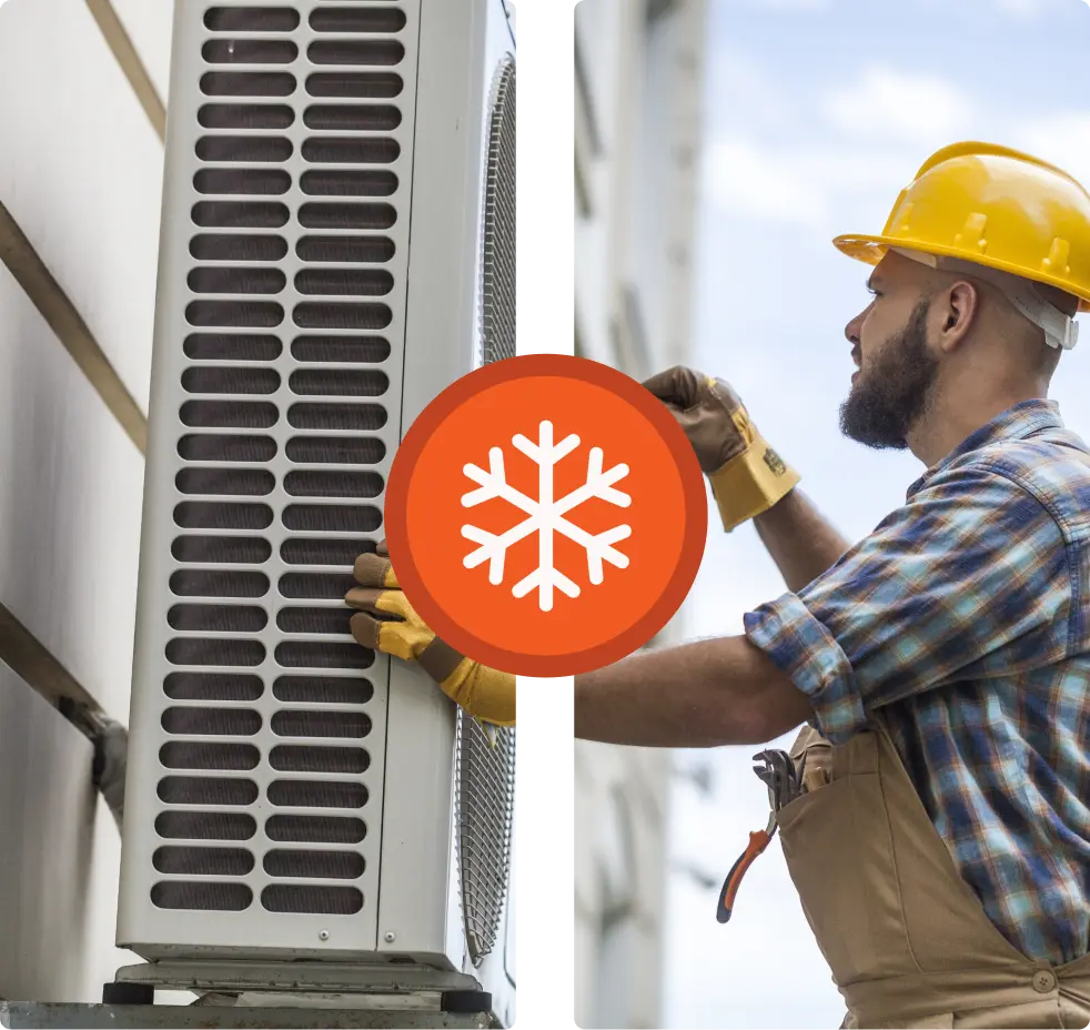 Worker installing HVAC system
