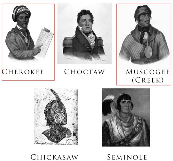 A collection of Public Domain images of the Five Civilized Tribes